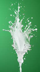 White Fluid Paint Drained on Green Background, Abstract Image, Texture, Pattern Background, Wallpaper, Background, Cover and Screen of Mobile, Smartphone, Computer, Laptop, Format 9:16 and 16:9