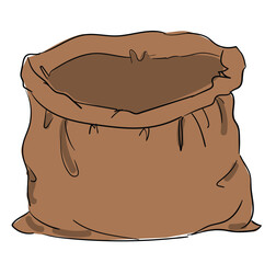 Hand Drawn Canvas sack isolated white background vector Illustration