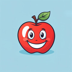 logo vector style icon of a cute cartoon apple on a flat color background