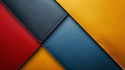 Colorful abstract geometric background with different textures and shades of red, blue, and yellow. This modern design image features overlapping shapes. 