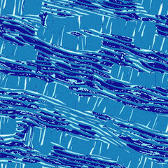 Summer blue dyed wave water pattern with broken linear stripe effect. Fresh blue underwater texture background for modern seamless nautical maritime organic style. 