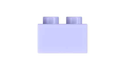Periwinkle Block Isolated on a White Background. Close Up View of a Plastic Children Game Brick for Constructors, Side View. High Quality 3D Render with a Work Path. 8K Ultra HD, 7680x4320