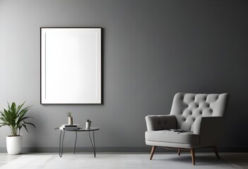wall / modern living room with mockup frame. Generative AI
