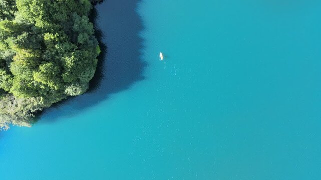 長野県大町市青木湖夏SUPドローン空撮 aerial stand up paddle in a lake