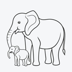 Elegant Elephant and Baby Line Art Vector,Stunning and Versatile Design for Any Project