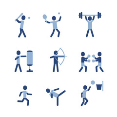 Indoor pictogram sport game athletic set icon. Symbol sign pictograms.
