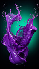 Purple Fluid Paint Drained on Green Background, Abstract Image, Texture, Pattern Background, Wallpaper, Background, Cover and Screen of Mobile, Smartphone, Computer, Laptop, Format 9:16 and 16:9