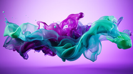 Fototapeta premium Purple Fluid Paint Drained on Green Background, Abstract Image, Texture, Pattern Background, Wallpaper, Background, Cover and Screen of Mobile, Smartphone, Computer, Laptop, Format 9:16 and 16:9