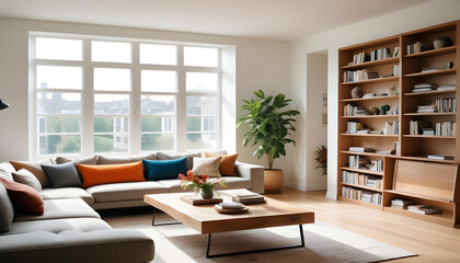 3D Render Living room Modern Interior with house lighting background 