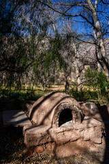 rural scene with a clay oven