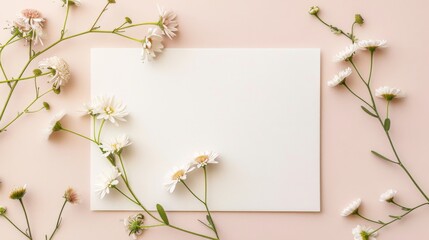 Empty white card with daisy chain