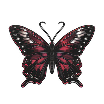 recommend clip art: Maroon butterfly sticker isolated on white background