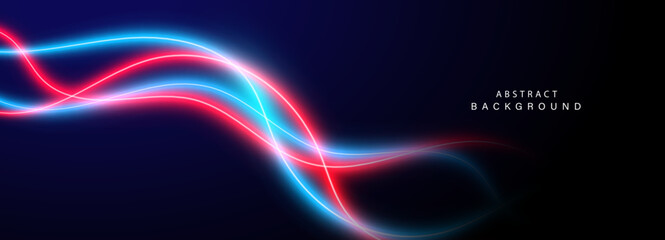 Abstract futuristic background with neon glowing lines. Vector illustration.	
