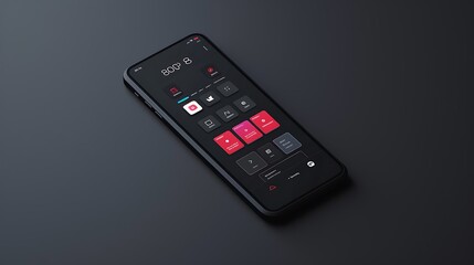 Obraz premium A professional mockup of a sleek smartphone screen displaying a stylish app interface, perfect for showcasing digital designs, captured in stunning