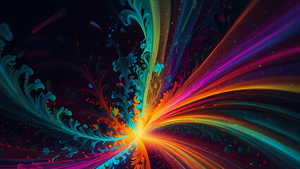 Fototapeta premium abstract psychedelic background featuring swirling neon colors, fractal patterns, and intricate geometric shapes that evoke a sense of movement and fluidity.