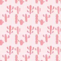 Monochrome Cactuses Seamless Vector Pattern Design