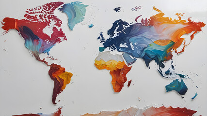 Continent world map. Outline World Map Background. Global network connection.