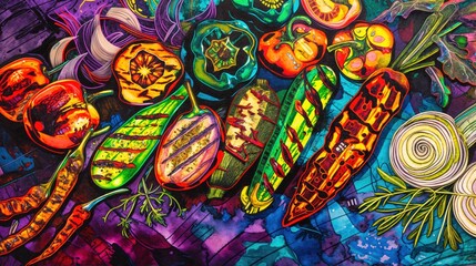 Fototapeta premium Grilled Vegetable Platter