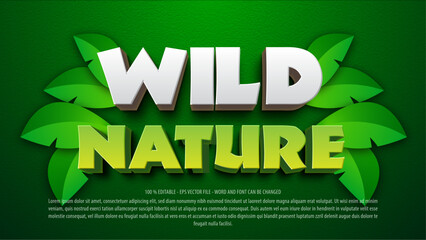 Wild text effect, editable text wild nature style