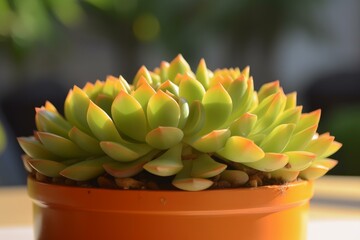 Obraz premium Drought-tolerant Succulent plant sunny cover. Ornamental closeup. Generate Ai