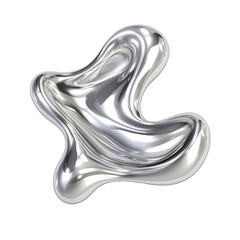 PNG shiny liquid metal 3d form in the style of silver colors, abstract fluid flowing composition, gradient iridescent texture	
