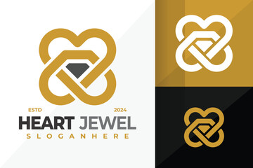 Heart Jewellery Logo design vector symbol icon illustration