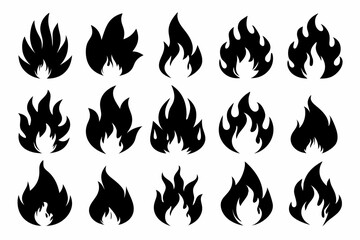 Fire icon vector set, Fire flame icons bundle