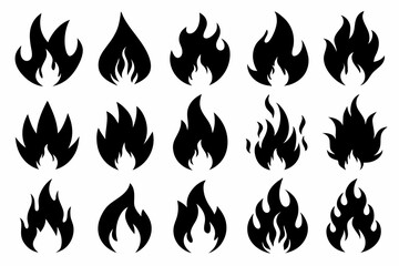 Fire icon vector set, Fire flame icons bundle