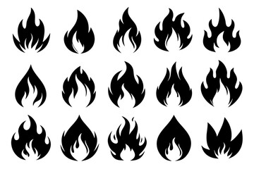 Fire icon vector set, Fire flame icons bundle