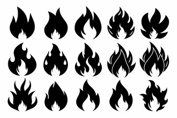 Fire icon vector set, Fire flame icons bundle