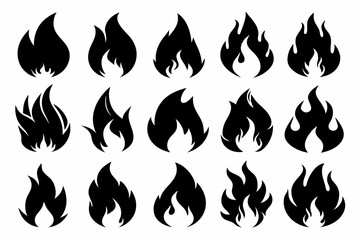Fire icon vector set, Fire flame icons bundle