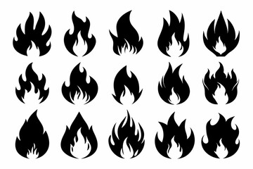 Fire icon vector set, Fire flame icons bundle
