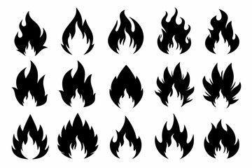 Fire icon vector set, Fire flame icons bundle