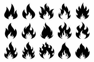 Fire icon vector set, Fire flame icons bundle