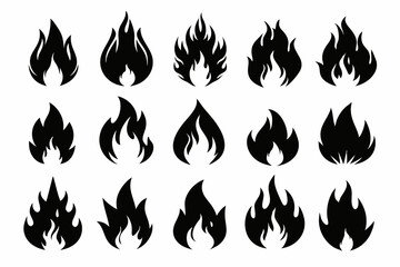 Fire icon vector set, Fire flame icons bundle