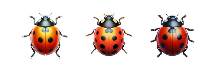 Fototapeta premium ladybug insect bug beetle ladybird set of against Transparent background