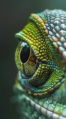 Fototapeta premium Green eye with lizard pattern