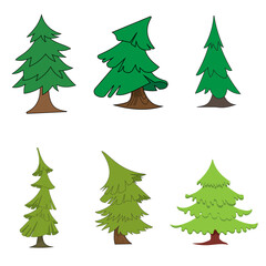 set of cartoon style tree.