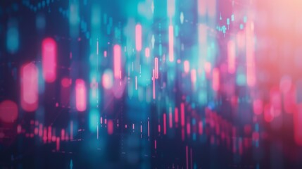 Abstract background of stock market price charts and candlestick graphs on a monitor.