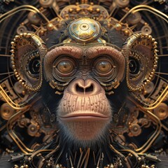 Cyborg monkey, fantasy style.	