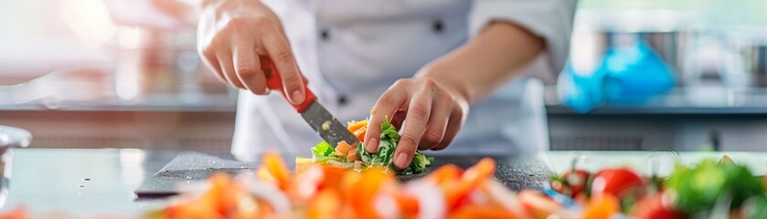 Fresh culinary talents among adolescents participating in a smallscale cooking competition, creating vibrant dishes with local ingredients