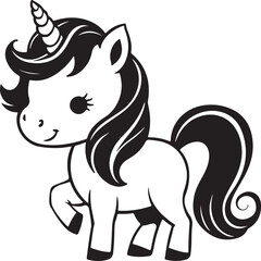 beautiful stunning unicorn black and white silhouette vector art flat design graphic illustrations