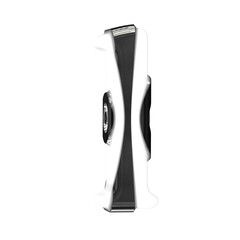 White 3d symbol with black thick straps. letter l