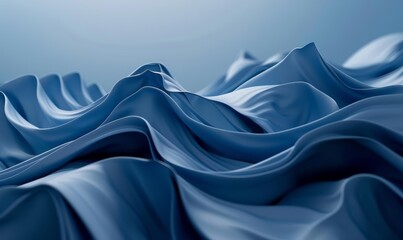 Fototapeta premium Abstract Waves of Blue Fabric with Soft Curves and Folds