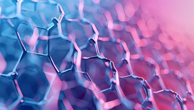 Abstract Molecular Structure in Blue and Pink Gradient Colors - Powered by Adobe