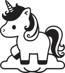 beautiful stunning unicorn black and white silhouette vector art flat design graphic illustrations