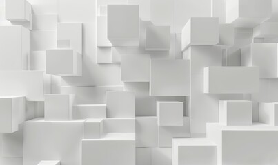 Abstract Geometric White 3D Cube Wall Design with Minimalist Theme