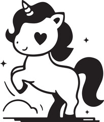 beautiful stunning unicorn black and white silhouette vector art flat design graphic illustrations