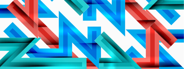 Line zig zag dynamic geometric abstract background. Colorful lines with shadow and light effects, various routes concept. Vector Illustration For Wallpaper, Banner, Background, Card