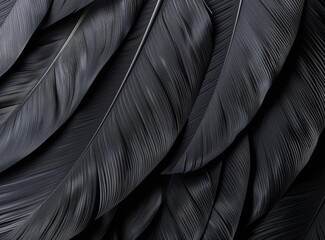 Close-up of Dark Feathers in Elegant Black and Gray Hues